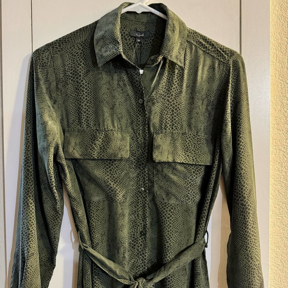 Rails Alix Python-Print Silk Tie-Waist Dress Size… - image 6